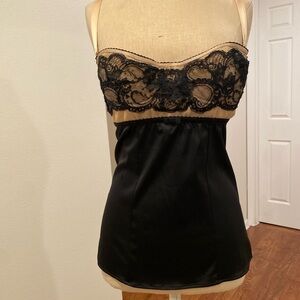 Authentic Dolce & Gabbana Black and Tan Lace Chemise